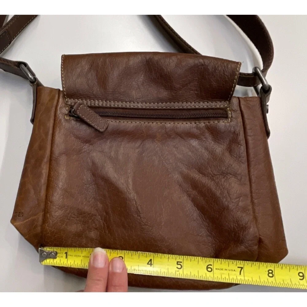 JACK‎ GEORGES Brown Distressed Leather Saddlebag Crossbody Handbag Boho Purse